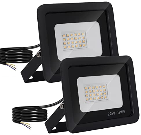 Mille Lucciole 2 Stück 20W LED Strahler Außen,2000LM Superhell Außenstrahler IP65 Wasserdicht Fluter 4500K Neutralweiß Scheinwerfer,LED Strahler für Garage,Garten,Keine Bewegungsmelder【Schwarz】