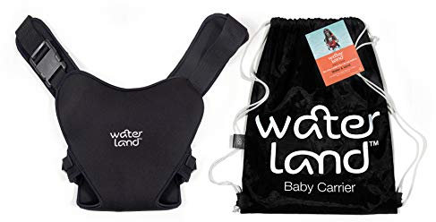 WaterLand Porte-bébé innovant pour l'eau et la terre, noir, sangle de poitrine imperméable pour tout-petits avec sangles réglables, siège de transport léger pour piscine et plage