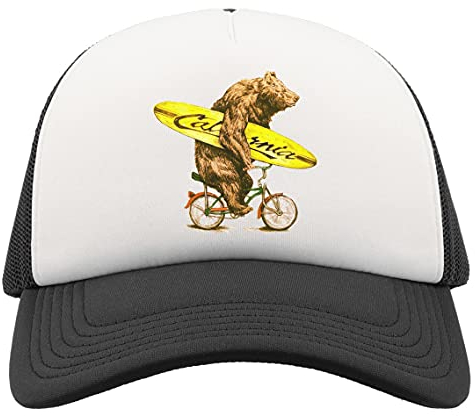 California Bicycle Bear Surner Animal Half Mesh Trucker Cap Baseball Hat Snapback Black