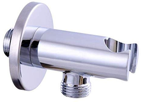 Wandanschlussbogen Rund mit Brausehalterung Wandbogen Messing Chrom 1/2 zoll