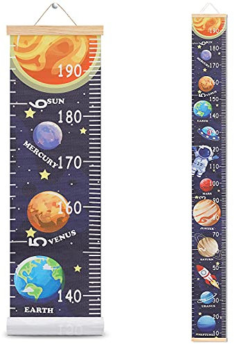 HIFOT Messlatte Kinder, Weltraum Meßlatte Kinder Wachstumsmesser Messleiste für mädchen Jungs Kinderzimmer Wand Dekorationen 190cm * 20cm