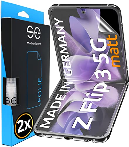 2x se® 3D SCHUTZFOLIE Entspiegelt für Samsung Galaxy Z Flip 3 5G,Anti-Staub, 100% Fingerabdruck & FaceID kompatibel, einfache blasenfreie Installation, Ultra-Klar, Stoß-Kratzfest, aus Deutschland