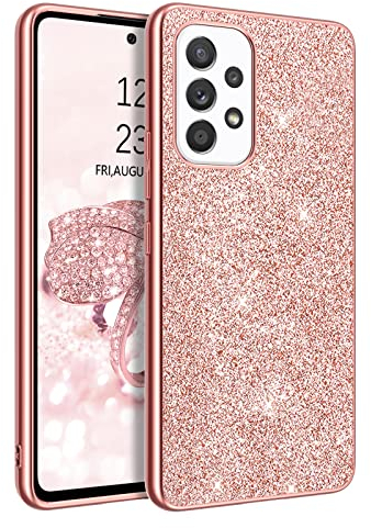 BENTOBEN für Samsung Galaxy A53 Hülle, Handyhülle Samsung A53 Hülle Case Slim leicht dünn PC Schale mit TPU Bumper Kratzfest Anti Rutsch Schutzhülle Glitzer Hülle für Samsung Galaxy A53 5G 6.5, Rosa