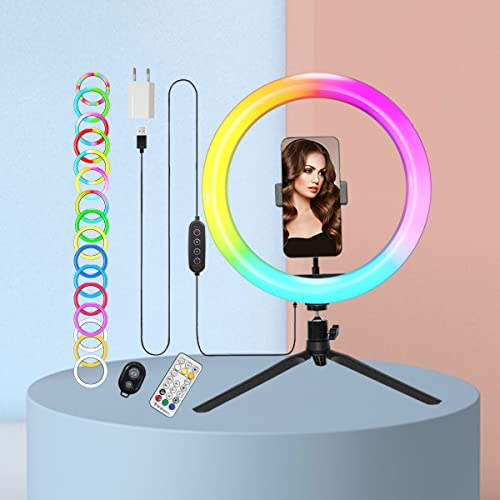 Ringlicht mit Stativ Tisch 29.5cm videokonferenz Lampe Desktop Stand Ringleuchte Fernbedienung USB Europäischer Netzstecker für Makeup Live Streaming Tiktok YouTube