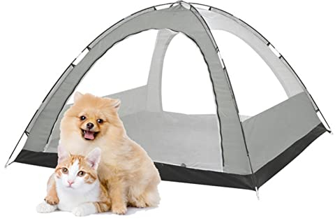 Katzenzelt Graues Extra Großes Haustierzelt für Drinnen und Draußen - Tragbares Kaninchen-Katzenzeltbett Leicht, für Balkon Wohnmobil Reisen Rasen Camping Garten Terrasse