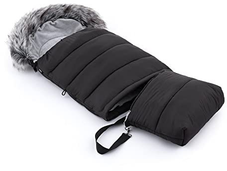 Feedo Schlafsack für Kinderwagen Buggy für Autositz* Fußsack 3in1* Winterschlafsack für Kinderwagen, Buggy und Autositz * Warm * Wasserdicht * Winddicht (Black)