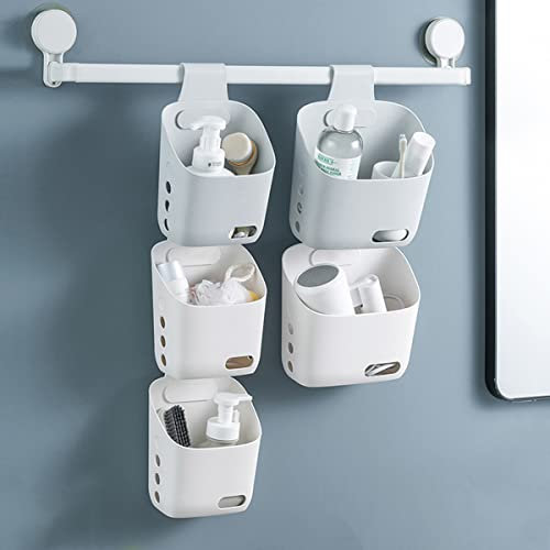 MORNITE 3 Stück Duschkorb zum Aufhängen, tragbarer Wand-Organizer mit Haken für Badezimmer, Küche, Wohnheim, Uni, groß, Grau