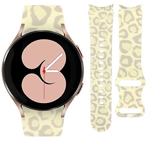 Vozehui Compatible pour Samsung Galaxy Watch 5/4 40mm 44mm, Bracelet Silicone 20mm Fleurs Léopard Imprimé Coloré pour Galaxy Watch 4 Classic 42mm 46mm/Watch5 Pro, Pour Femmes Hommes