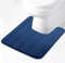 Lifup Tapis Contour WC Doux en Molleton de Corail Antidérapant, Tapis de Toilette WC Absorbant, Tapis Salle de Bain Lavable en Machine Bleu Marine 40 x 50 cm