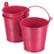 PATIKIL 3 Height Mini Metal Bucket, 3 Pack Colorful Metal Succulents Pot Party Decorative Pails with Handles for Small Succulents, Red