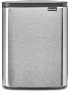 Brabantia - Bo Abfalleimer 12L - Abfalleimer, stilvoll & praktisch - Deckel öffnet leicht, schließt sanft - Hygienisch, platzsparend - Transportgriff - Bad, Heimbüro, Schlafzimmer - Mattstahl FPP