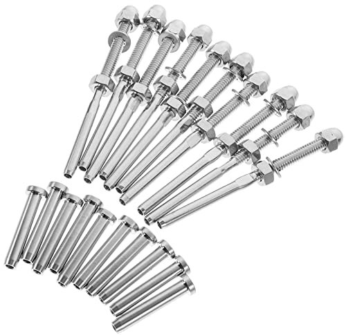 DOITOOL 10sätze Kabelgeländer Edelstahl Mit Gewindeanschluss Und Pressverbindung Kabelspanner Für Terrassengeländer Geeignet Für Innen Und Außenbereich Einfach Zu Montieren Bedienen