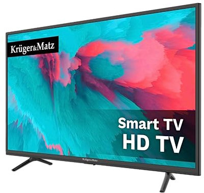 Krüger&Matz KM0232-S6, 81,82 cm (32 Zoll) LED LCD Fernseher (HD Smart DVB-T2 / S2 H.265 60 Hz, USB Media) Modelljahr 2023 [Energieeffizienzklasse: E], schwarz
