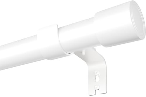 Ausziehbar Vorhangstange Weiß Gardinenstange-Set Ø 25mm Erstellbare Länge mit Kappenknäufen für Esszimmer, Schlafzimmer, Wohnzimmer oder Küche,Extra Lang, 110-220CM