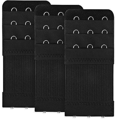 ASTER 3 Stück Damen BH Verlängerung 3 Haken 3 reihiger Damen BH Verlängerungs BH mit weichem Komfort-Gummiband Schwarz Weiß Hautton
