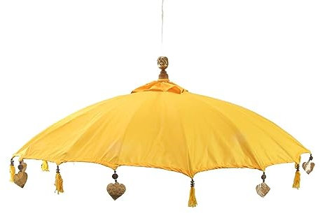 Bali Sonnenschirm Hängend Balinesischer Schirm Garten Baumwolle Baldachin zum aufhängen ca. 180 Ø cm Variante, Hängende Schirme:Gelb