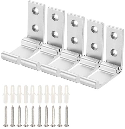 QUARKZMAN 5Stk Klapphaken Wand Haken für Hängemantel Aluminum Legierung Faltbarer Kleiderhaken mit Schrauben für Schlüssel Handtuch Hut Taschen (Silber Rund Kopf 52mm Lang)