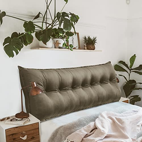 Johnear Rückenkissen für Sofa Rückenlehne Bett Lesekissen, Samt Bücherkissen Großes Lendenkissen Kopfteil Bett Kopfkissen Wandkissen Beinkissen (Kamel,200x8x50cm)
