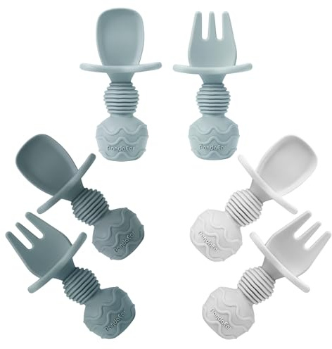 PandaEar 4 cucharas de silicona para bebé, cucharas de aprendizaje blw
