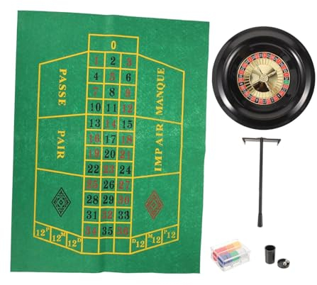 NSSXSN 1 Set Russisches Roulette 16-Zoll-Kunststoff-Drehteller-Anzugspiel mit Zähltuch/Stahlkugeln/Rechen/Chips/Spielkarten für Zuhause
