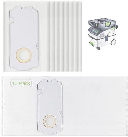 Sgizoku Filter Bag for Festool CT MINI/CT MIDI Vacuum Cleaner - 10 Pack, 204308, Yellow, Multi-layered Material, Micro Filtration