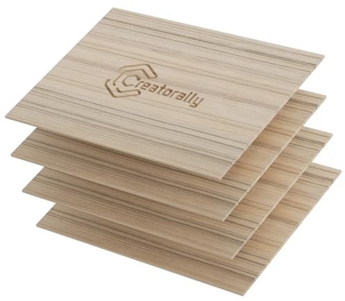 Creatorally 3mm Compensato, 4 Pezzi A4 Piatto Di Legno Grezzo, Tavole di non Lavorate per Incisione Laser, Taglio, Artigianato Fai da Te, Modellazione Pirografia (Noce Basse)