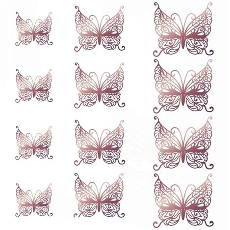 1 2pcs 3d Autocollants muraux DIY Décor d'art décoration murale décor sur le gâteau de mariage (Color : Rose gold-type 2)