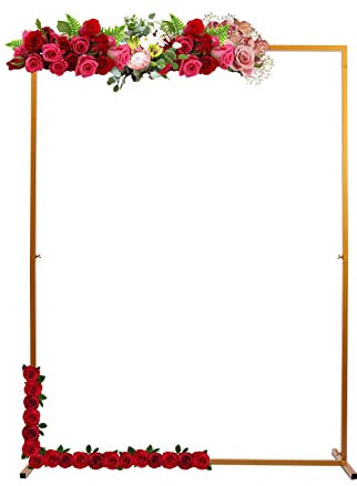 Garbenat Golden Hochzeitsbogen 2 x 1.5 M Traubogen Hochzeit Quadrat Ballonbogen Abnehmbarer Blumenbogen Hochzeits Bogen mit Basen Metallrahmen für Hochzeiten Geburtstag Dekoration