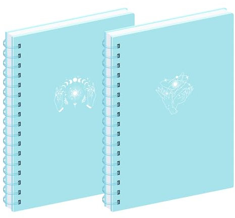 MGGAO 2 Pack Spiral Notebook, A4 Aesthetic Notebooks for Women, College Ruled Notebook, 160 Pages, Office School Supplies Gifts