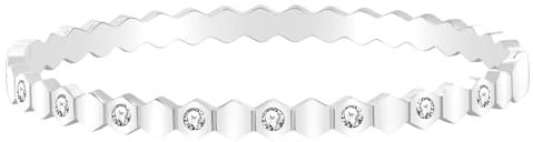Zircobic Modischer Edelstahl-Armreif mit Sechsecken, für Frauen, eingelegt mit Zirkonia, 6,3 cm Armreif, Armband für Geburtstage und Familientreffen, Geschenk für beste Freunde und Schwestern, M,