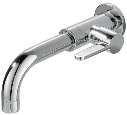 SXWYLZ Wasserhahn für Kaltwasser Wandmontage Einhebelmischer Waschbecken Kaltwasserhahn Wand Messing Wasserhahn 1/2 Zoll Kaltwasser Wandmontage Schwenkhahn,Chromfarbe,20Cm