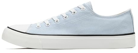 Zapatos de lona para mujer, tenis de caña baja para mujeres y hombres, tenis clásicos con cordones, zapatos de tenis casuales, azul claro, 39 EU