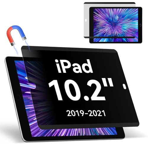 Filtre Confidentialité pour iPad 9/8/7 (10,2 Modèle 2021/2020/2019), Amovible Protection Ecran pour iPad 9ème/8ème/7ème Génération,Magnétique Filtre Anti-Espion/Spy Anti Lumiere Bleue Réutilisable