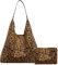 Macayda Handtasche Damen Tote Bag Wildleder Shopper Tasche Damen Groß Vintage Slouchy Hobo Bag Tragetasche Tote Henkeltasche Mädchen (Leopardenmuster)