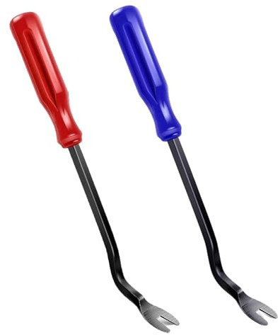 ZcrPrn 2 Pcs Trim Tool, Trim Removal Tools, Steel Nail Puller Remover Pry Bar Tool Car Door Upholstery Trim Clip Remover Tools Automotive Interior Panel Prying Lever Car Accessories