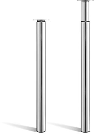 CROWNSHOP Table Legs, Adjustable Metal Breakfast Bar Leg, 71-110 cm Height, 60 mm Diameter, Folding Design for Kitchen Worktop, Dining Table (Chrome Plated, 2PCS)