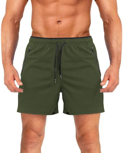 Herren-Trainingsshorts mit Reißverschlusstaschen, Herren-Shorts mit Netzfutter, atmungsaktiv, schnelltrocknend, Fitness-Shorts, leicht, Fitnessstudio, Fußball, Athletik, Rennrad, AG, S