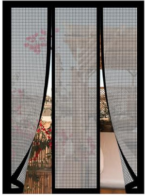 Schwarz 110x270cm Polyester Lamellenvorhang als Insektenschutz - Mit praktischer Klemmleiste