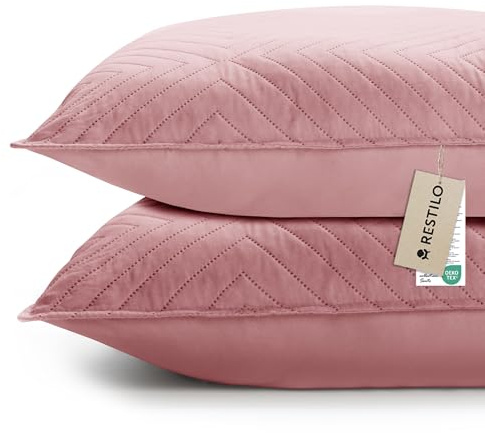 RESTILO Kissenbezug 50x70 cm 2er Set Altrosa Kissenhülle Dekorative Sofakissen Dekokissen Zierkissenbezug Ultrasonic Steppung weich für Sofa deko ideal für Wohnzimmer Schlafzimmer Softa
