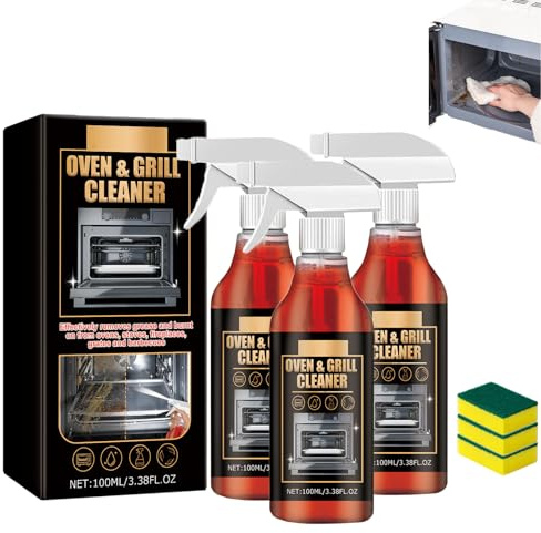 Oven and Grill Cleaner Spray, Oven Cleaner Heavy Duty Spray, Kitchen All Purpose Cleaners Sprays, Multi-purpose Cleaners for Microwave, Ovens, Grills, BBQ (3pcs)