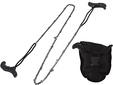 Scie à chaîne manuelle de 48 pouces, scie à chaîne de survie portable avec 64 maillons et 21 dents, scie à chaîne de poche pliante pour le camping, le bûcheronnage, l’élagage du ja