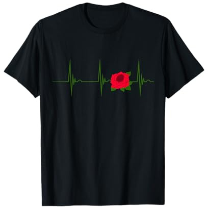 Rosen Blumen Floristik Florist Gärtner Herzschlag EKG Puls T-Shirt