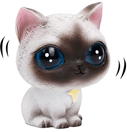 YGMONER Cat Bobblehead Ornaments Car Dashboard Shake Head Resin Figurines Car Interior Decoration (Siamese Cat)