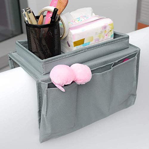 Sofa Armrest Organizer with Cup Holder Couch Tray Armchair Caddy Pockets Storage Arm Rest Chair Desk Sofa Organiser TV Remote Control Holder for Phone Magazine Books Glasses Drinker Snack