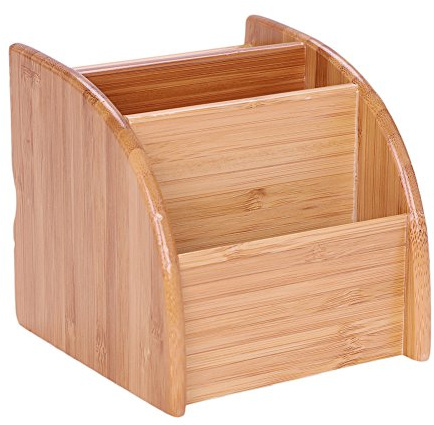 IBLUELOVER Pot à Crayon en Bois Bambou Porte-stylos 3 Compartiments Boîte de Rangement Multi-Fonction Stockage Table Organisateur Pot Crayon Pinceau Papeterie Support pour Bureau Ecoles Travail
