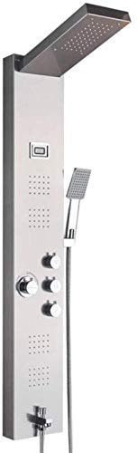 Huin Robinet de douche en nickel brossé avec pomme de douche cascade et colonne de douche à main