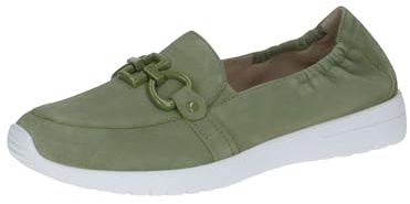 CAPRICE Damen Slipper aus Leder Bequem, Grün (Green Suede), 38 EU