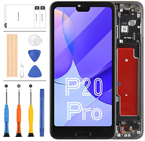 para Huawei P20 Pro reemplazo de Pantalla para Huawei P20 Plus Pantalla LCD táctil digitalizador CLT-AL01 CLT-L29 CLT-L09 Kit de reparación de Panel de Cristal (no Original) (Negro con Marco)