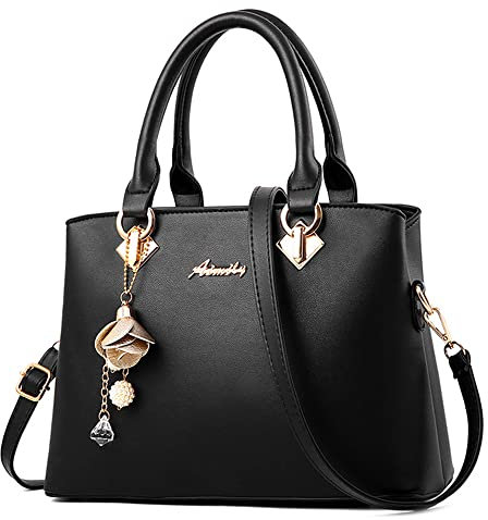 DORRISO Borsa Donna a Mano Elegante – Borsa a Tracolla con Tracolla Regolabile e Staccabile, PU Pelle Impermeabile, Grande Capacità per Lavoro, Viaggio e Shopping Nero