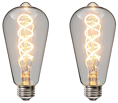 Ruihua E27 4W Klarglas Spiral Glühbirne ST64 Vintage LED Glühbirne(40W Äquivalent) Warmweiß 2700K 400LM Doppelspirale Flexible Retro Edison LED Glühbirne Nicht Dimmbar Energiesparlampe(2 Stück)